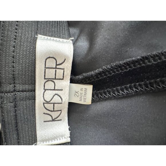 Kasper Black Velvet Womens Pants size 2X Plus Stretch Pull-On New $99 - Picture 4 of 8